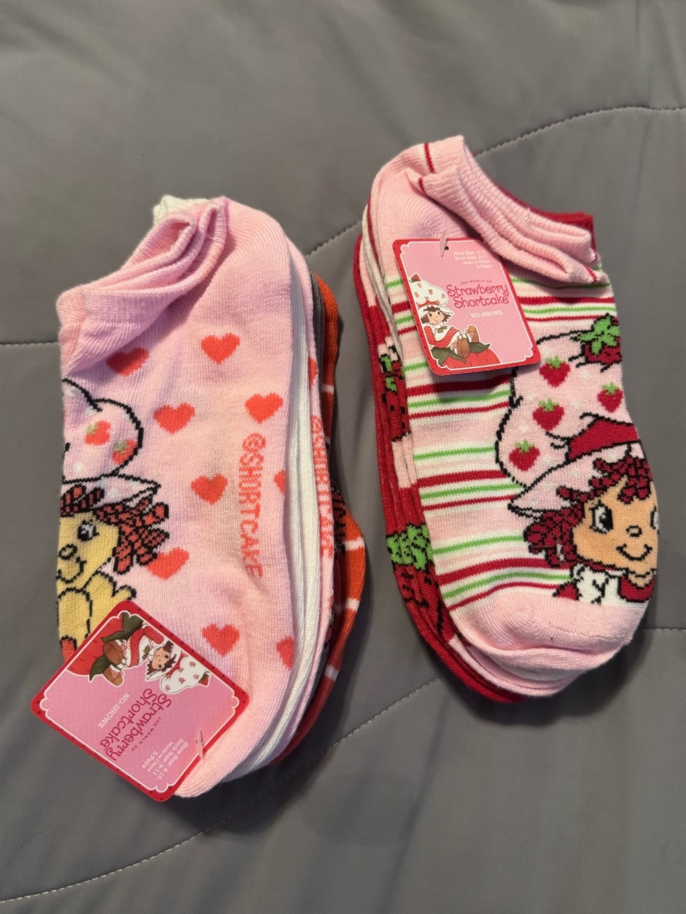 Strawberry Shortcake Cotton No-Show Socks - Pink & Red
